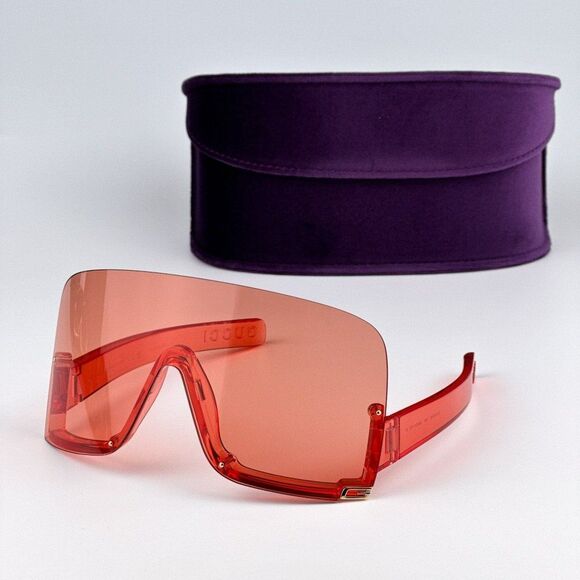 NEW Gucci GG1631S 001 Transparent Red Light Red Shield Unisex Sunglasses - Picture 1 of 12
